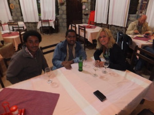 Board meeting in Lalibela picturing Yohanes, Muluye and Evelyn