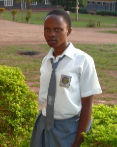 Student Prossy Namuwonge in Uganda at school